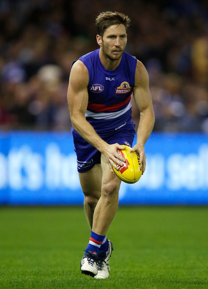 AFL 2016 Rd 06 - North Melbourne v Western Bulldogs MELBOURNE, AUSTRALIA - APRIL 29: Matthew Boyd of the Bulldogs in action during the 2016 AFL Round 06 match between the North Melbourne Kangaroos and the Western Bulldogs at Etihad Stadium, Melbourne on April 29, 2016. (Photo by Michael Willson/AFL Media)